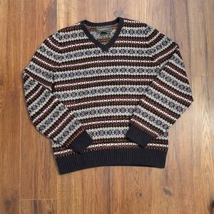Vintage Abercrombie & Fitch Fair Isle Knit Sweater Men’s V-Neck Nordic Grandpa
